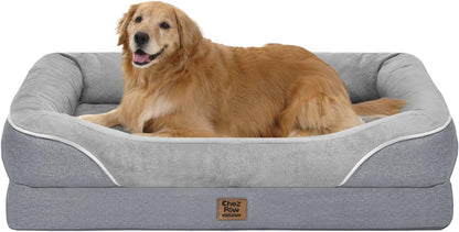 Chez Paw Waterproof Orthopedic XL Dog Bed for Large and Extra Large Dogs | Egg Crate Foam, 4-Sided Bolster Support, Waterproof Liner, Non-Slip Bottom, Machine Washable Cover, 42 X 30 Inch50