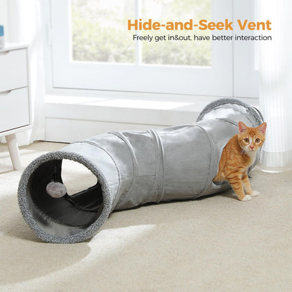PAWZ Road Cat Tunnel S Shape Cat Tunnels for Large & Indoor Cats 51”Long | Durable, Spacious 10.5" Cat Tube with Peepholes & Dangling Ball Toy, Connected to Play Tunnels, Collapsible for Easy Storage3