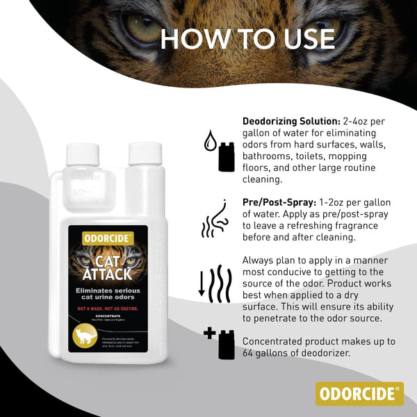 Odorcide Cat Attack Concentrate Odor Eliminator - Cat Urine Remover for Carpet & Upholstery - Litter Box Odor Eliminator - 16 Oz2