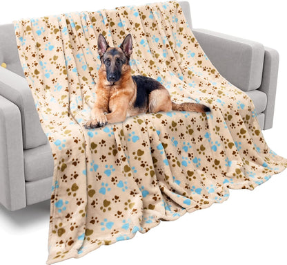 Rezutan Blanket for Large Dogs, Cat Flannel Washable Soft Pet Mat Throw Cover for Kennels-Beds, Sofas, Furniture Protection, Cute Paw Pattern, Black, 50X40 Inch13