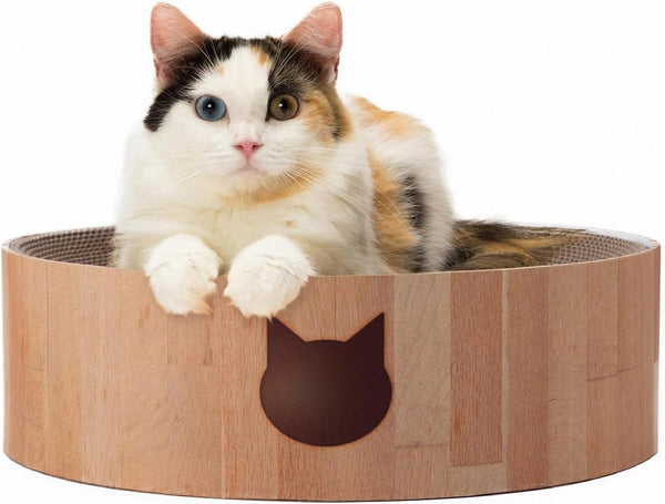 Necoichi Cat Scratcher Bowl for Indoor Cats - Cat Scratching Lounger with Reversible Usability and Extra Comfort for Lounge, Cardboard Bed Couch / (Regular, Dark Cherry)11