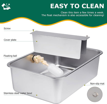 6 Gal Automatic Dog Water Bowl Dispenser Stainless Steel Dog Waterer for Large Breed Dogs, Outdoor Extra Large Bowl for Cats Pets Livestock Chicken3