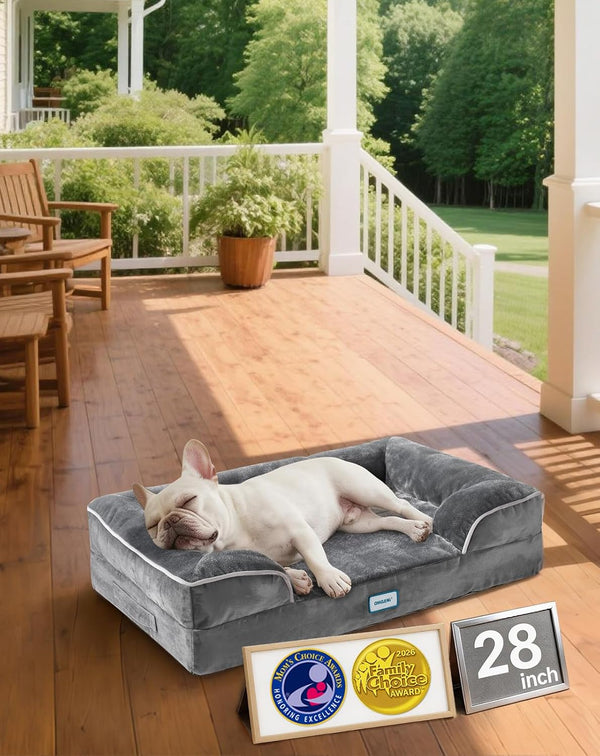 Ohgeni Orthopedic Extra Large Dog Bed Couch, Memory Foam, 44-Inch (Gray) | Waterproof Pet Bed with Machine-Washable Removable Cover & Soft Comfortable Fabric10