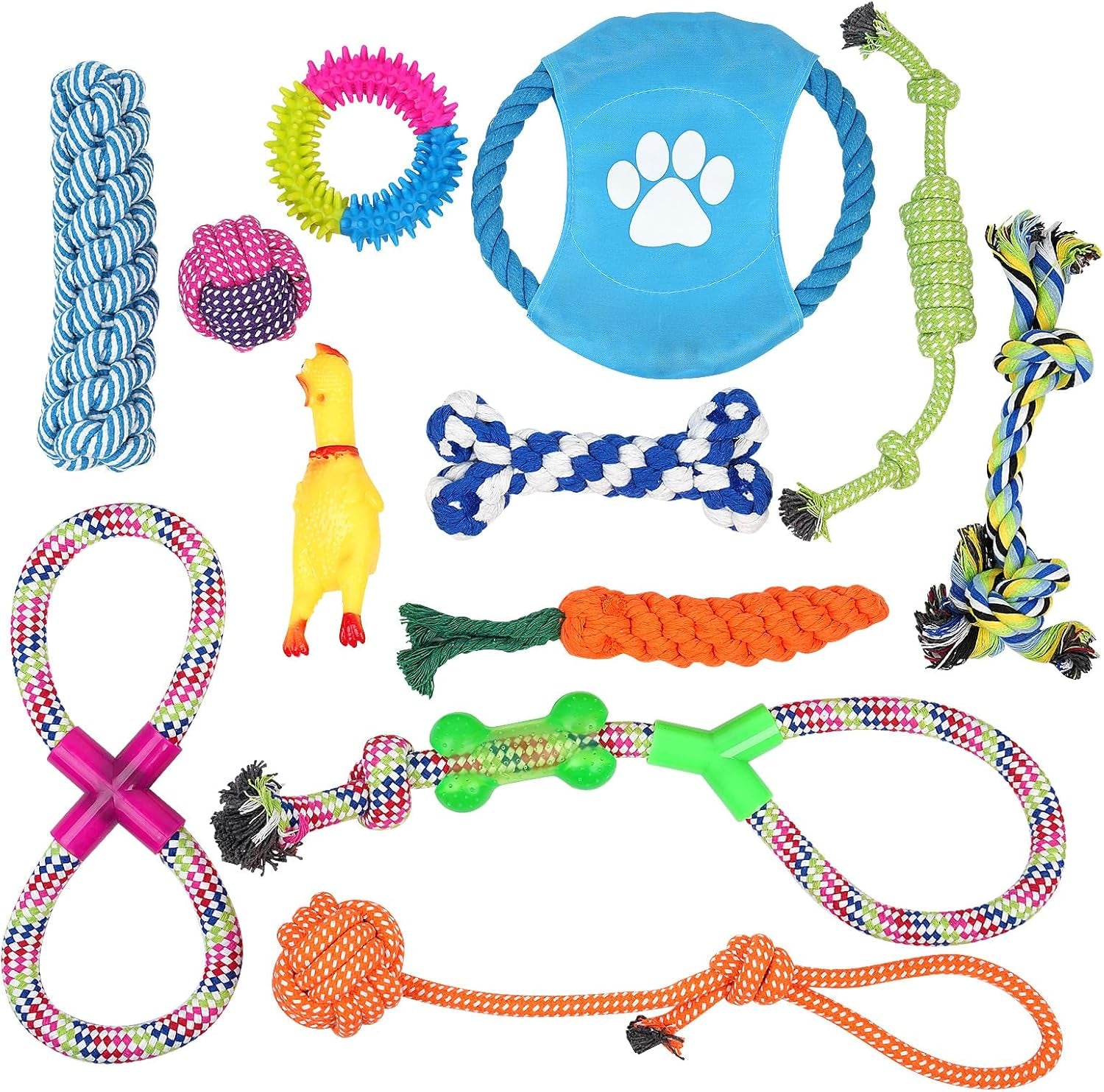 dog-teething-chew-toys-12-pack-small-medium-breed-puppy-toy-variety-dogs-rope-chew-toys-bundle-for-boredom-pet-interactive-squeaky-toys-indestructible-cotton-puppy-teething-chew-tug-toys
