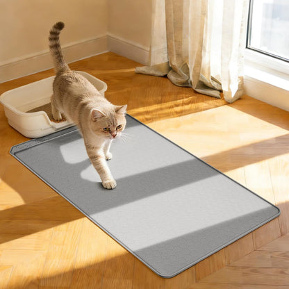 Cat Litter Mat, 24''X20'' Waterproof Silicone Litter Trapping Mat for Litter Box, Soft on Kitty Paws Non-Slip & Easy to Clean (Dark Grey)10