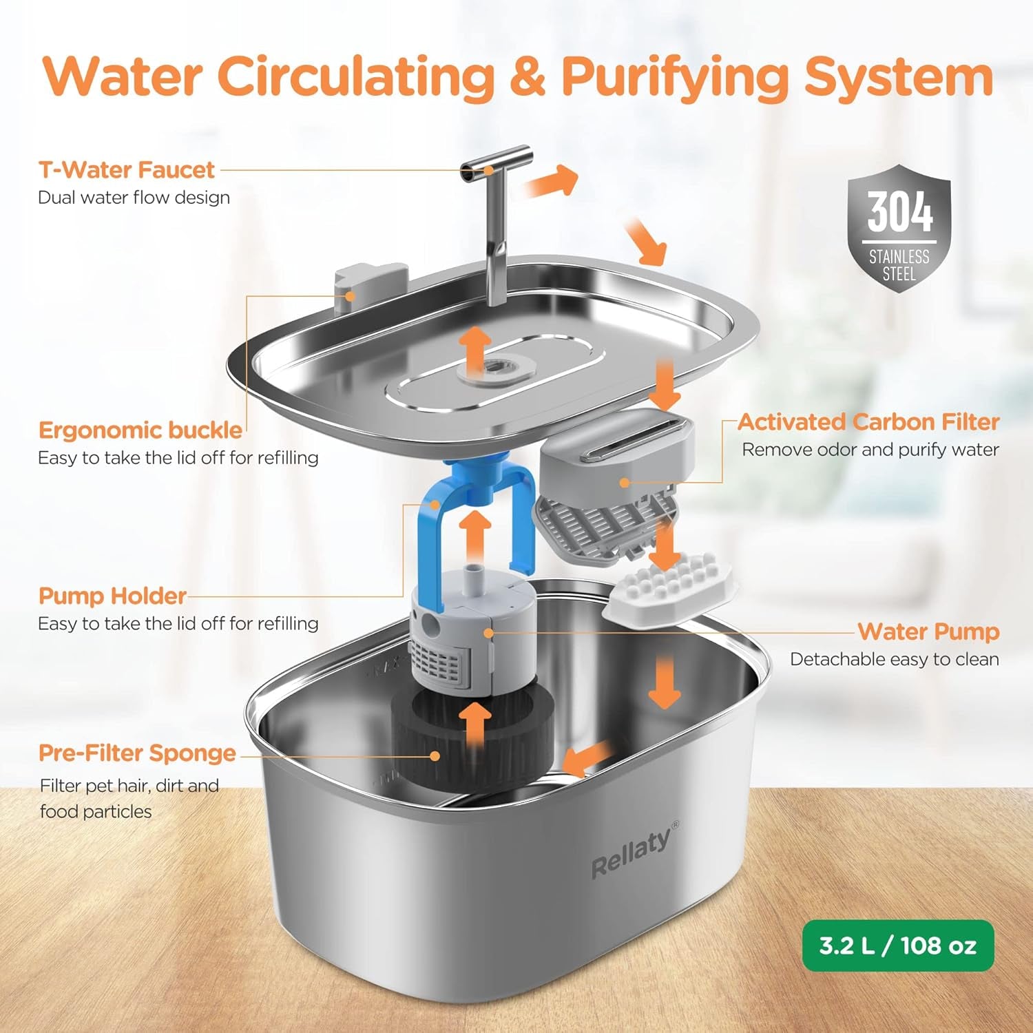 cat-water-fountain-stainless-steel-3-2l-108oz-pet-fountain-with-24-replacement-filters-12-sponge-filters-12-carbon-filters