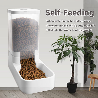 NKECOBJI Gravity Pet Feeder and Water Dispenser Set, Automatic Dog Feeder and Dog Water Dispenser for Dogs Cats Pets Animals Large Capacity(3.8L)5