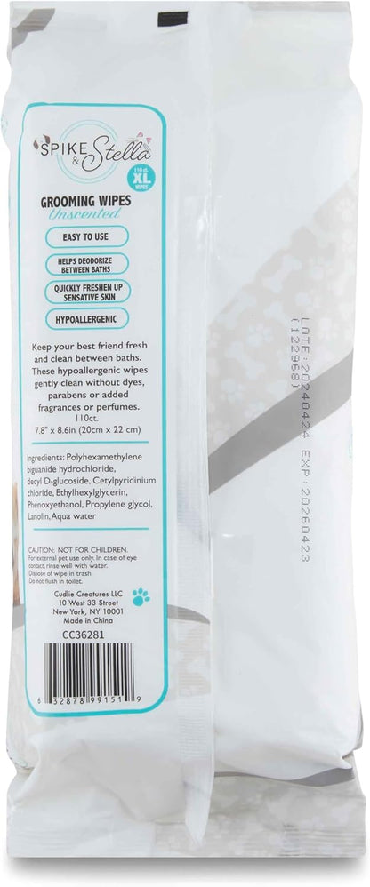 110 Pack Pet Grooming Wipes - Large & Extra-Large Sizes - Lavender, Aloe, & Unscented Variations - Hypoallergenic & Extra Durable - Perfect for Dogs & Cats, 8.6"X7.8"8