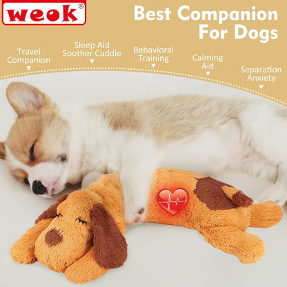 WEOK Heartbeat Puppy Toy, Comfort Cuddler Pillow, Dog Anxiety Relief Calming Aid,Heartbeat Stuffed Toy for Dogs,Puppy Heartbeat Toy Sleep Aid,Dog Heartbeat Toy for Pet8