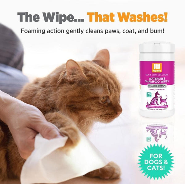 Nootie Waterless Shampoo Wipes for Dogs & Cats - Long Lasting Japanese Cherry Blossom Fragrance - Sold in over 10,000 Vet Clinics and Pet Stores Worldwide, Made in USA - 70 Count5