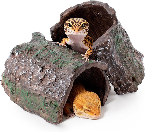 Mygeromon Reptile Hides Leopard Gecko Hideout Resin Caves Tank Accessories | 2 Pcs1