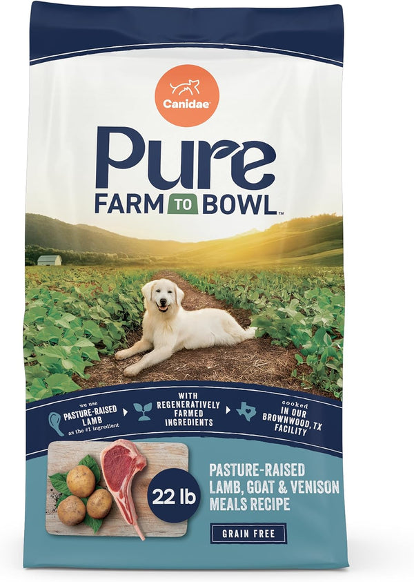 Canidae Pure Farm to Bowl Dry Dog Food - Balanced Nutrition for Adult Dogs - Limited Ingredient Formula - Grain, Wheat & Soy-Free - 22 Lb - Wild-Caught Salmon & Sweet Potato Recipe23