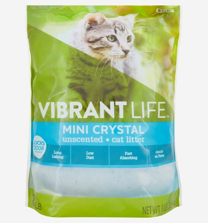 (Pack of 1)-Vibrant Life Mini Crystal Cat Litter - Comfortable Experience, Unscented -(8 Lb).1