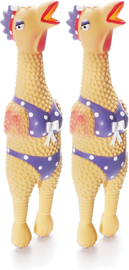 Outward Hound by Charming Pet Squawkers Earl Latex Squeaky Rubber Chicken Dog Toy, Funny Interactive Holiday Toy for Dogs, Large Size7