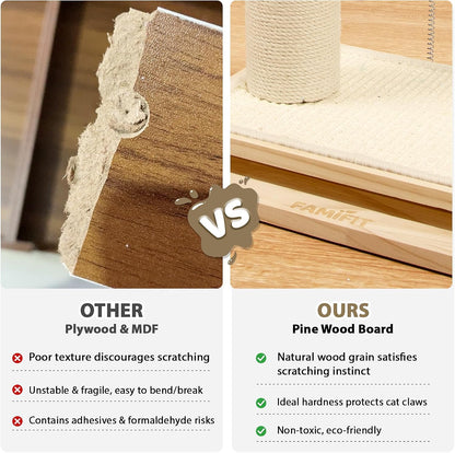 Cat Scratching Post with Sisal Mat and Wooden Base Indoor Scratcher | Stable Cat Scratch Furniture with Durable Sisal Post, Scratch Mat and Hanging Ball, Protects Furniture, Easy Assembly5