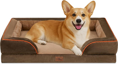 Comfort Expression Orthopedic Dog Bed for Extra Large Dogs with Bolster | Waterproof Dog Couch Bed with Washable Cover & Non-Slip Bottom, Supportive Egg Crate Foam XL Pet Bed, 42X30 Inch118