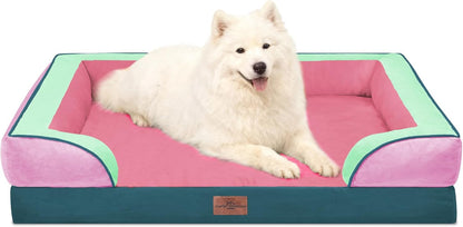 Comfort Expression Orthopedic Dog Bed for Extra Large Dogs with Bolster | Waterproof Dog Couch Bed with Washable Cover & Non-Slip Bottom, Supportive Egg Crate Foam XL Pet Bed, 42X30 Inch109