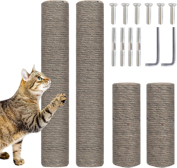 Powerking Natural Sisal Replacement Scratching Post, 15.7'' 2 Pieces M8 Cat Scratch Post Refill Pole Parts for Refurbishment, Include Screws (White)15