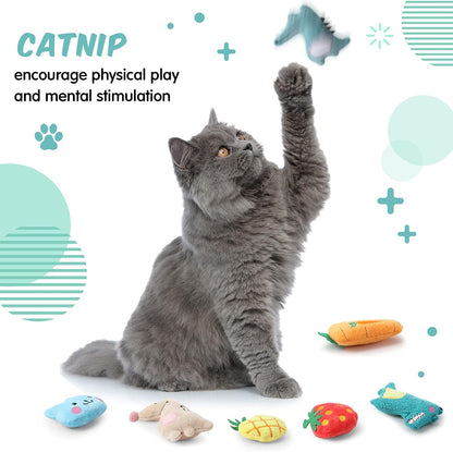 Gejoy 20 Pack Catnip Toys for Indoor Cat Plush Kitten Cat Chew Toys Catnip Kitten Entertaining Interactive Safe Teeth Cleaning Dolls(Lovely)3