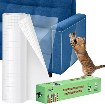 Toosoft anti Cat Scratch Furniture Protector Clear Vinyl 196.9"X16.5" | Couch Protector from Cat Claws Thicken - Single Sided Sticky Flexible Dog Tape for Furniture, for Couch Corner Door Walls Bed1