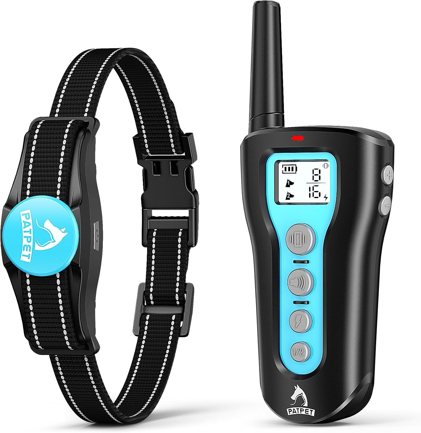 patpet-dog-shock-collar-rechargeable-dog-training-collar-with-remote-for-medium-large-dogs-3-training-modes-beep-vibration-shock-ipx7-waterproof-1000ft-electric-dog-collar-black