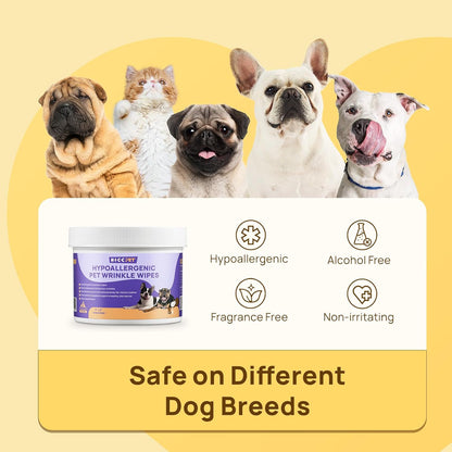 HICC PET Wrinkle Wipes for Dogs | Deep Fold Cleaning Wipes for Facial Folds | Helps Clean Dirt, Tear Residue for Tail Pockets & Skin Folds | Gentle for Bulldogs, French Bulldogs & Pugs | 100 Count6