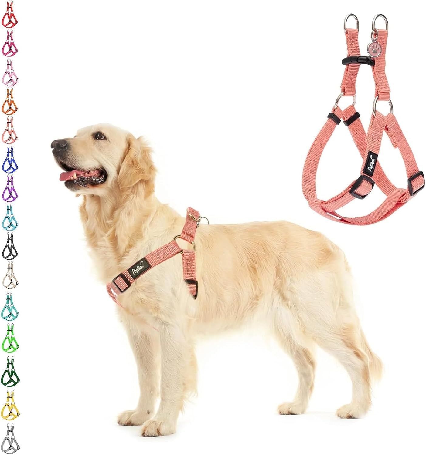 pupteck-no-pull-dog-harness-soft-adjustable-basic-nylon-step-in-puppy-vest-outdoor-walking-with-id-tag