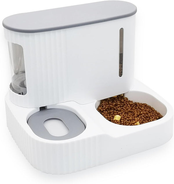 Kathson Automatic 2 in 1 Cat Feeder and Water Dispenser, Gravity Feed Pet Feeder for Indoor & Outdoor Cats (Grey)1