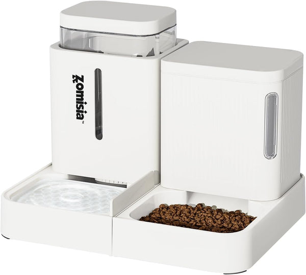 ZOMISIA Gravity Dog Food and Water Dispenser, 2 in 1 Automatic Dog Feeder with 180 Degree Rotatable, 2 Pack Large Capacity Self Feeding for Small Dogs Puppy, Black, 1.6Galx212