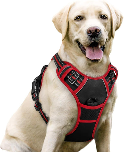 Rabbitgoo Dog Harness, No Pull for Large Dogs with 2 Leash Clips, Pet Vest | No Choke with Handle, Adjustable Soft Padded, Reflective, Easy Control for Walking, Black, Large80