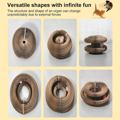 Kitty Curls Cat Toy,Foldable Magic Organ Cat Toy,Magic Organ Cat Scratcher Board,Foldable Recyclable Cat Accordion Toy for Indoor Cat Playing,Interactive Scratch Pad with Toy Ball4