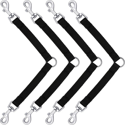 Reginary 4 Pieces No Tangle Dog Leash Couplers Black Double Clip Leash for Two Clasp Dog 0.6 Inch Wide Heavy Duty Nylon for Large Pet Walking Supplies, 4 Inch1