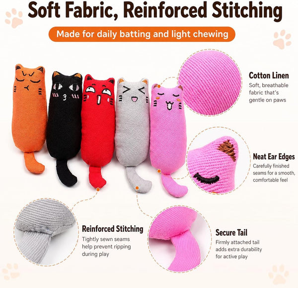 Legendog 5Pcs Bite Resistant Catnip Toy for Cats,Catnip Filled Cartoon Mice Cat Teething Chew Toy3