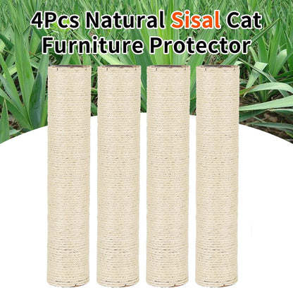 VCEPJH Cat Scratching Post Replacement for Indoor Cats 4Pcs 15.7In Cat Scratch Post Refill Pole Parts Sisal Rope Cat Furniture Protector with M8 Screws for Cat Tree Tower (White)5