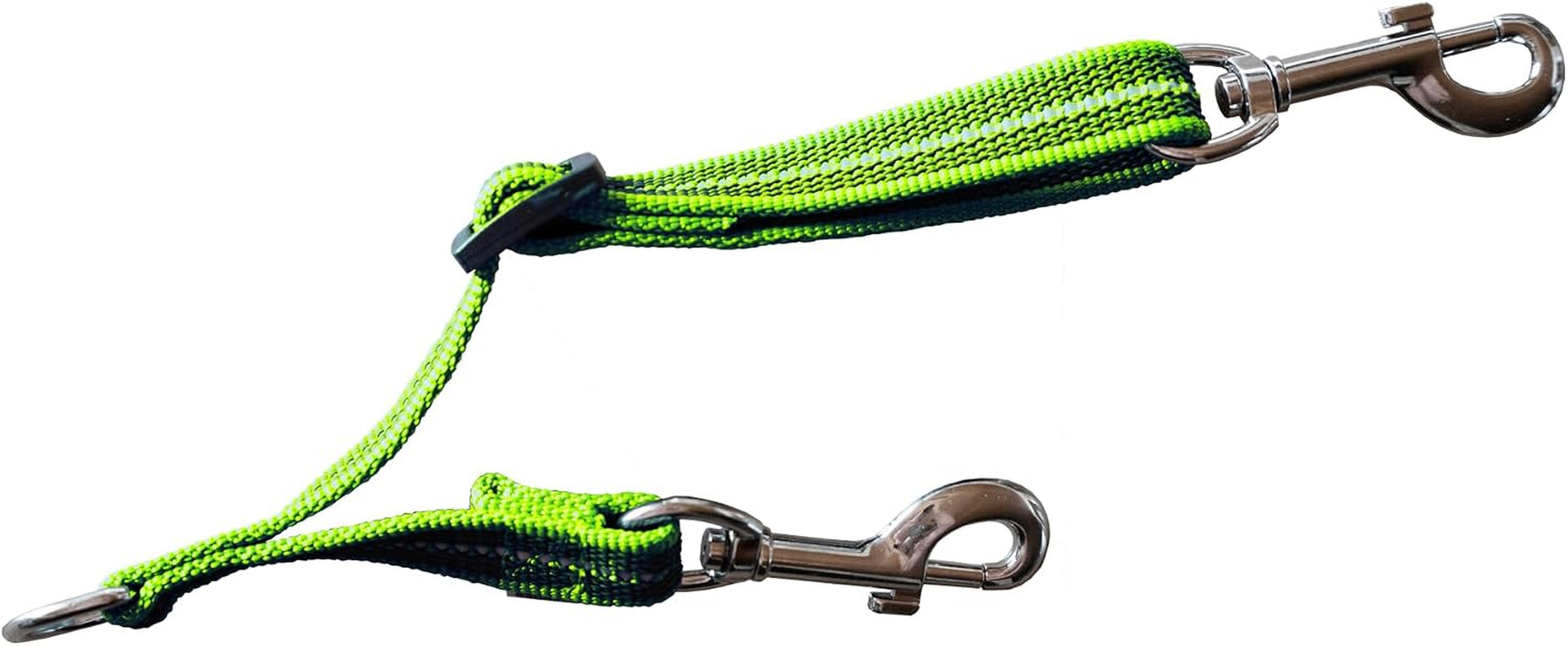 herm-sprenger-adjustable-coupling-strap-reflective-nylon-2-way-dog-leash-coupler-with-nickel-plated-swivel-clip-safety-backup-strap-for-prong-flat-collars-red