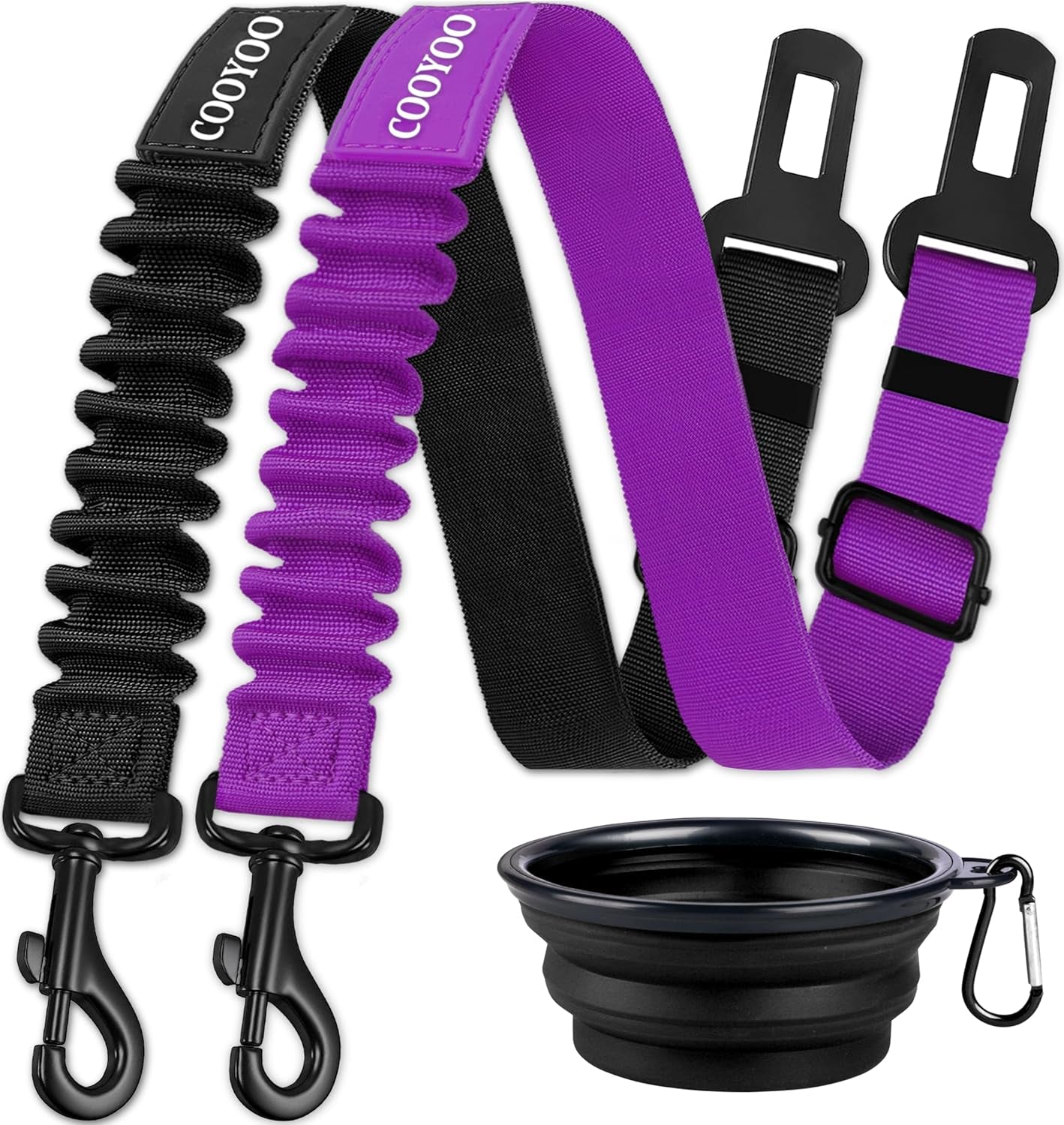 cooyoo-dog-seat-belt-durability-retractable-dog-car-harness-adjustable-dog-seat-belt-for-vehicle-nylon-pet-safety-seat-belts-heavy-duty-elastic-1-pack-black