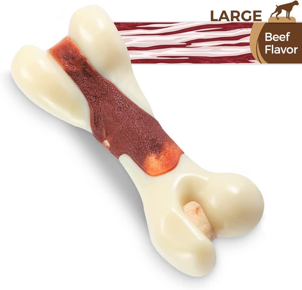 Tikaton Indestructible Dog Chew Toys for Aggressive Chewers, Beef Flavor Durable Dog Teething Chew Toys Bones for Large/Medium/Small Puppies4