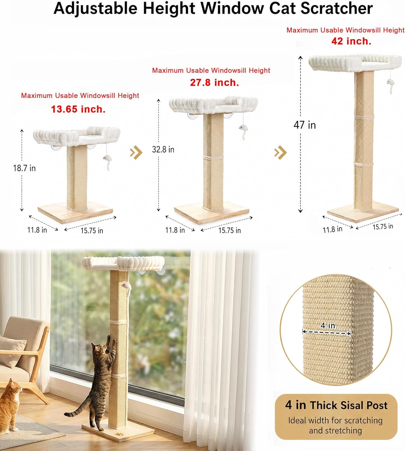 cat-scratching-post-with-large-window-perch-47-inch-tall-sisal-cat-tree-glass-suction-cup-mounting-for-large-cat-maine-coons-thick-square-sisal-post-ultra-soft-bolstered-bed-hold-up-to-45-lbs