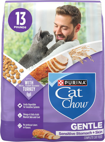 Purina Cat Chow Gentle Sensitive Stomach and Skin Dry Cat Food with Turkey - 13 Lb. Bag1