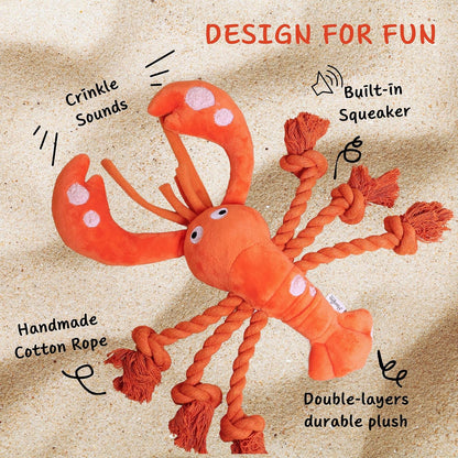 Large Squeaky Dog Toys, Tough Plush Lobster with Rope Tug of War for Puppy, Small, Medium, Large Dogs, Interactive Stuffed Chew Toy to Keep Them Busy2