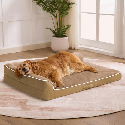 Dog Beds Large Sized Dogs, XL Orthopedic Dog Beds for Large Dogs 42"X30"X7.5", Waterproof Pet Bed with Washable Cover, L-Shaped Pet Couch with Portable Handle, Grey12