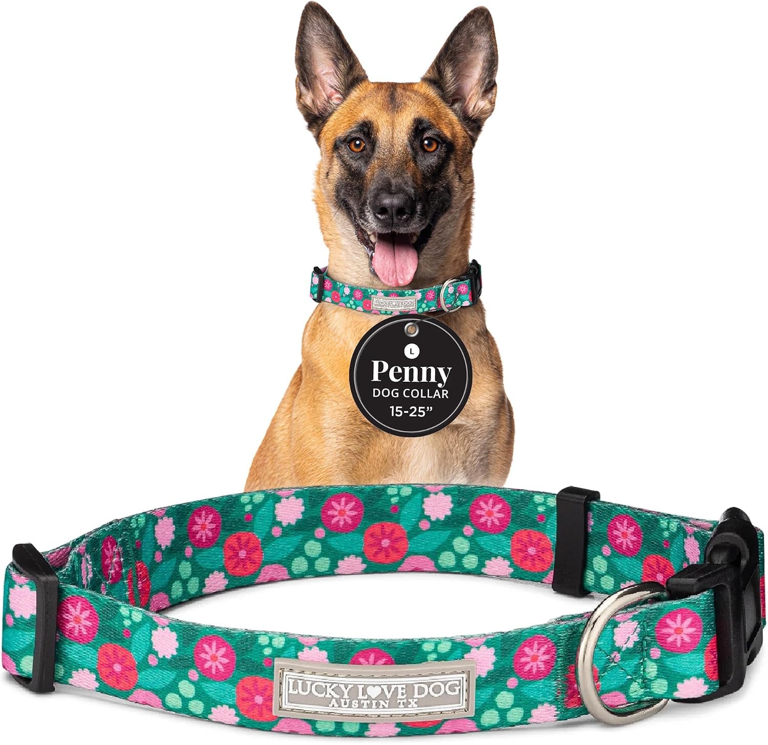lucky-love-dog-easy-click-buckle-dog-collar-with-leash-set-combo-durable-comfortable-for-male-female-dogs-pet-collar-for-medium-dogs-secure-fit-blackbird-combo-medium