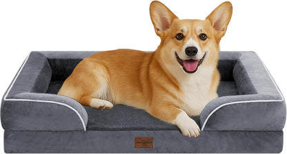 Comfort Expression Orthopedic Dog Bed for Extra Large Dogs with Bolster | Waterproof Dog Couch Bed with Washable Cover & Non-Slip Bottom, Supportive Egg Crate Foam XL Pet Bed, 42X30 Inch65