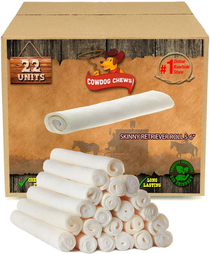 Cowdog Chews 5-6 Inches Rawhide Retriever Roll - Chewing Dog Treat, 100% Natural - Natural Grass Fed Livestock Sourced (50 Pack)8