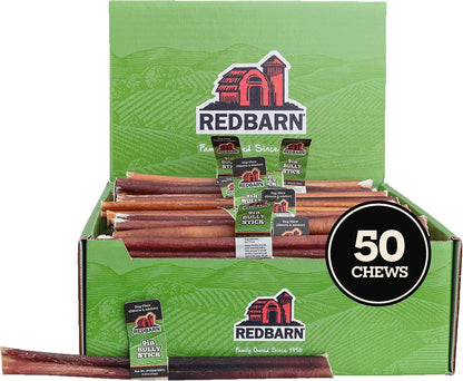 Redbarn Premium Bully Sticks for Dogs - 7 Inch, 6 Count - Long Lasting, Rawhide-Free, Slow Roasted, Low Odor & Highly Digestible, Single Ingredient Chews & All-Natural Dental Treats for Chewers24