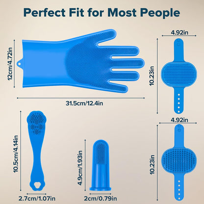 6PCS Grooming & Bath Supplies for Dogs, Cats | Dog Washing Gloves | Dog Bath Brush | Dog Shower Brush | Pet Grooming Gloves | Dog Grooming Kit | Pet Supplies for Showerhead & Sprayer (Navy Blue)7