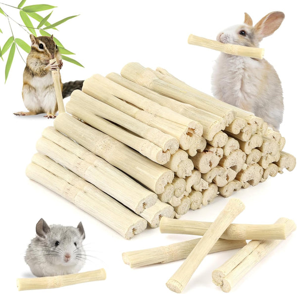 300G Sweet Bamboo Sticks for Rabbits, Bunny Chew Toys for Small Pets | Natural Bamboo Chews for Rabbits, Chinchillas, Guinea Pigs, Hamsters, Squirrels,And Small Animal Teeth Grinding1