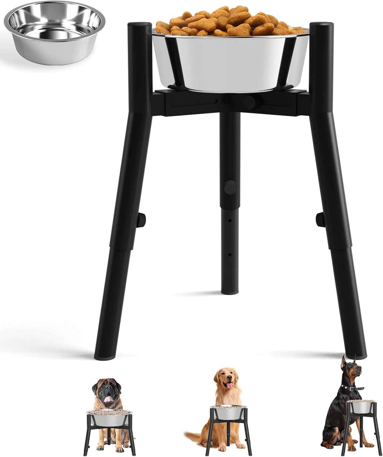 dog-bowl-stand-for-medium-large-dogs-adjustable-width-elevated-dog-bowls-7-10-6-raised-dog-food-water-bowls-11-inch-tall-single-holder-black-bowl-not-included