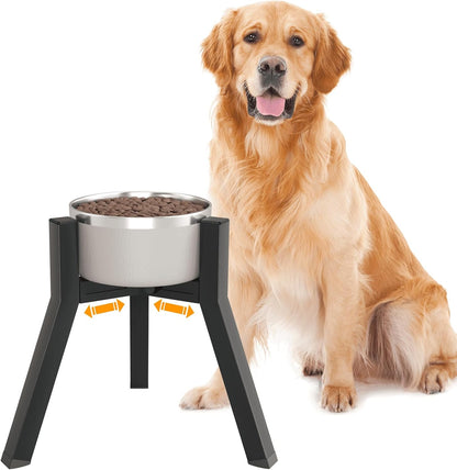 Dog Bowl Stand for Medium Large Dogs, Adjustable Width Elevated Dog Bowls 7-10.6", Raised Dog Food Water Bowls, 11 Inch Tall Single Holder, Black,Bowl Not Included1