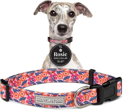 Lucky Love Dog - Easy Click Buckle Dog Collar with Leash Set Combo, Durable & Comfortable for Male & Female Dogs, Pet Collar for Medium Dogs, Secure Fit - Blackbird Combo, Medium86
